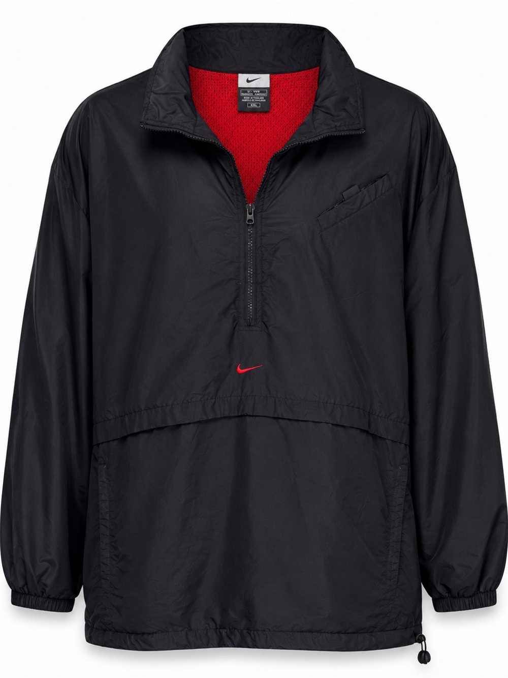 Nike Vintage 1/2 Zip Windbreaker Pullover Jacket XXL Black Red Mesh Lined Packab